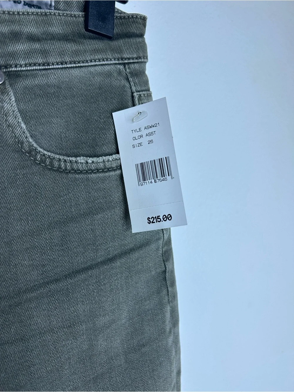 NWT AG Alexxis Slim Leg High Rise Vintage Fit Jean in Sulfur Green Size 26